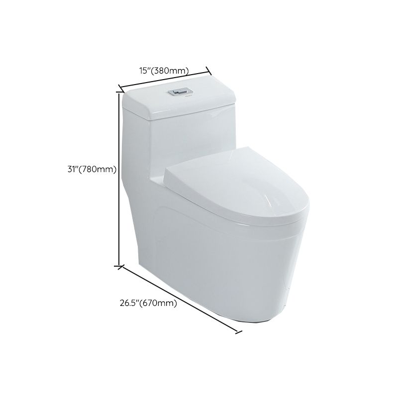 Traditional Ceramic Flush Toilet 1-Piece Toilet Bowl for Bathroom