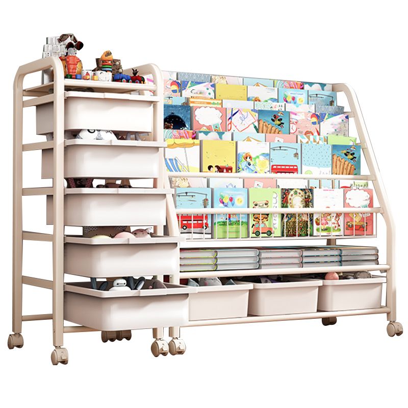 Contemporary Freestanding Book Display Metal Shelf Bookcase in Open Back