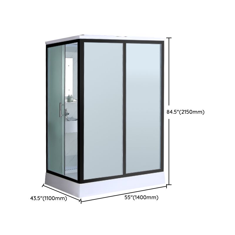 Tempered Glass Shower Stall Black Shower Stall with Towel Bar and Light