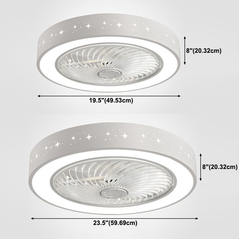 Modern Round LED Fan Light Simplicity Metal Bedroom Flush Mount Ceiling Light