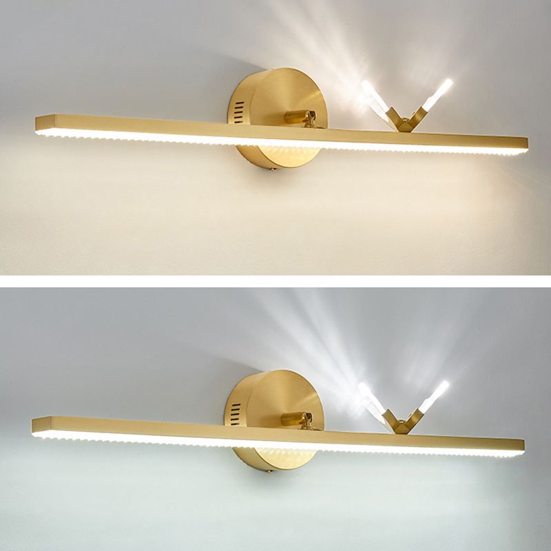 Lámparas de pared de tocador lineal de estilo americano moderno Copper 3 luces luces de tocador montada en la pared para el baño