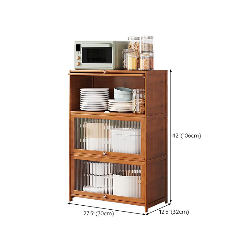 Brown Bamboo Kitchen Server Glam Dining Server for Living Room