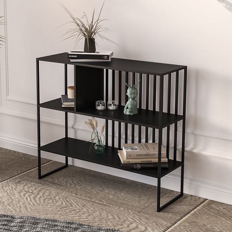 Horizontal Metal Bookshelf Contemporary Open Back Bookcase with Shelves