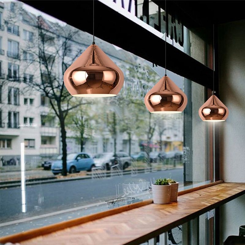 Kit de lumière pendentielle ombragée en métal moderne en or rose suspendu luminaire pour salle à manger