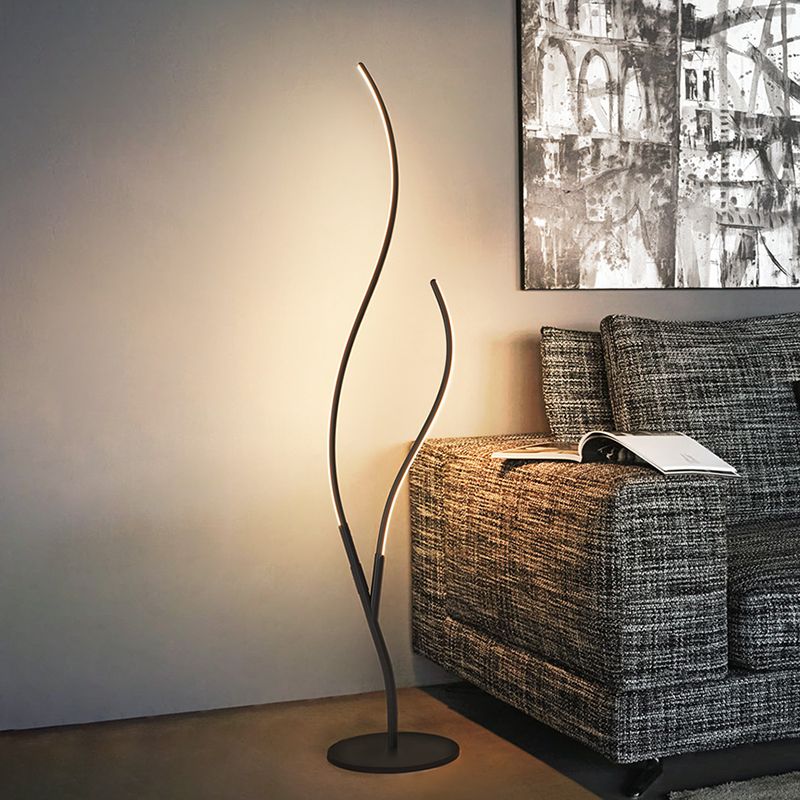 Metallic Branch-Like Floor Reading Light Simplicity Black/White LED Standing Lamp for Study Room