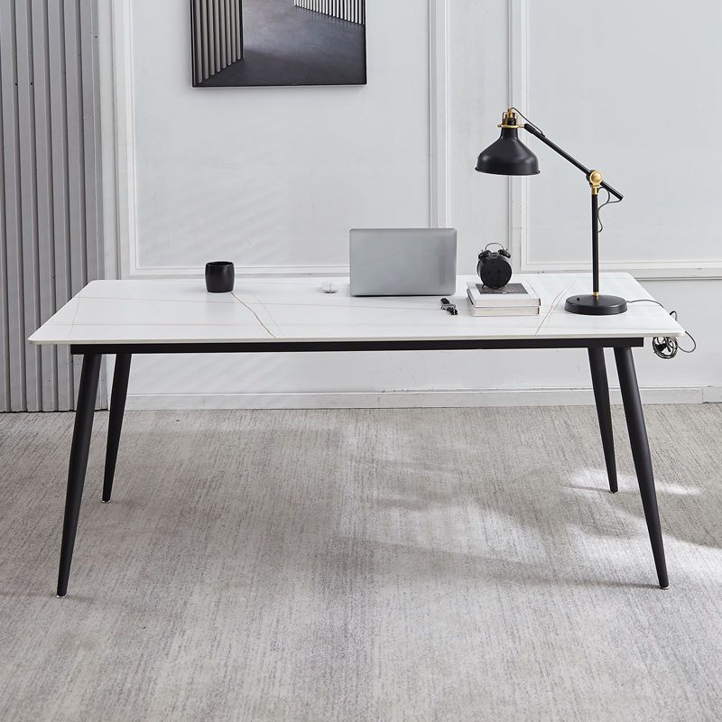 Contemporary Office Desk Rectangular Computer Desk with Metal Legs