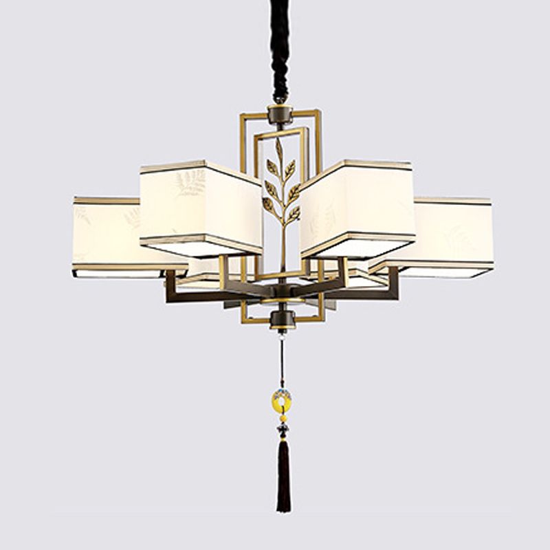 Modern Style Geometry Shape Hanging Chandelier Fabrics Multi Light Hanging Lamp