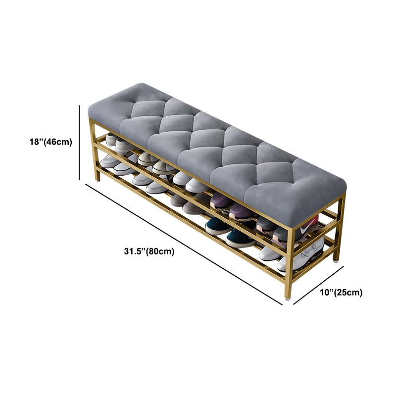 Glam Entryway Bench 18.11 Inch H Cushioned Bench with Shoe Storage