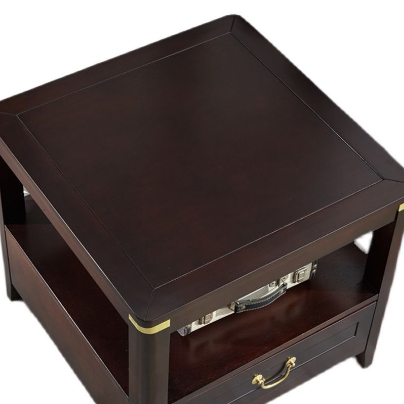 Square Accent Side Table Solid Wood Four-Leg Sofa Side Accent Table