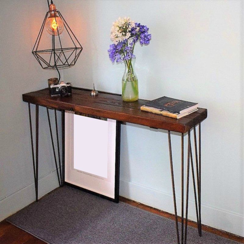 Light Brown Modern Style Bar Table in Metal and Wood Milk Tea Shop Bar