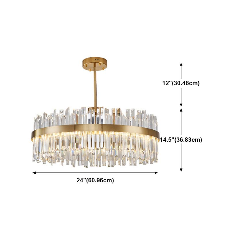 Forme ronde Lumières suspendues Crystal LED Chandelier en or pour le salon