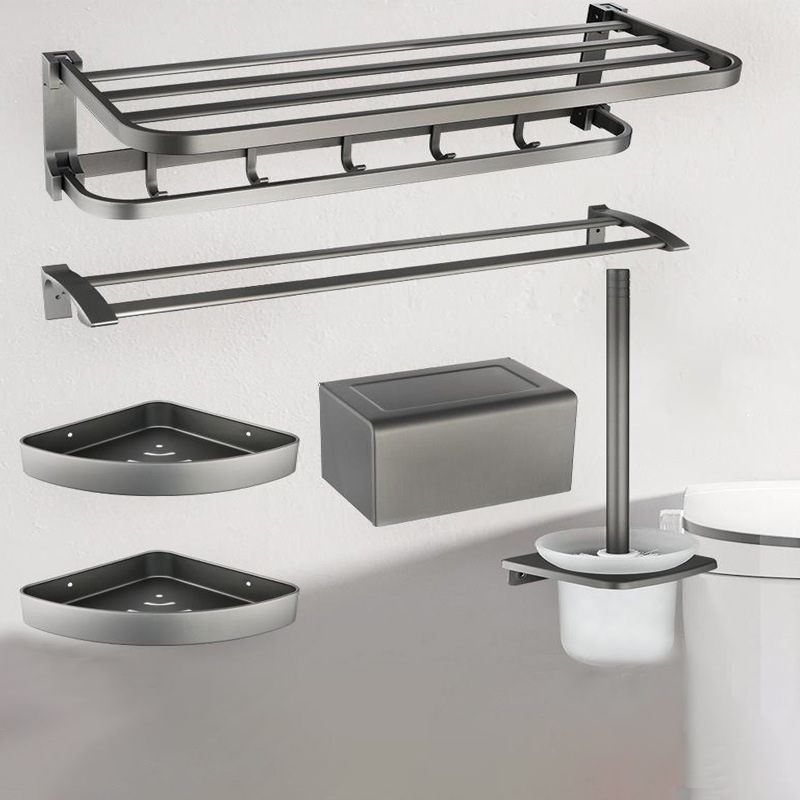 Contemporary Metal 6-Piece Bathroom Accessory Set with Bath Shelf