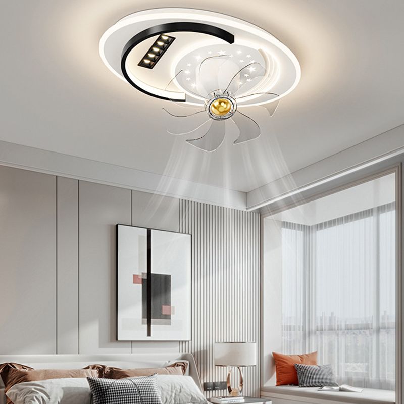 Interior LED Ceiling Fan Mount in Black and White Finish Geometric Ceiling Fan