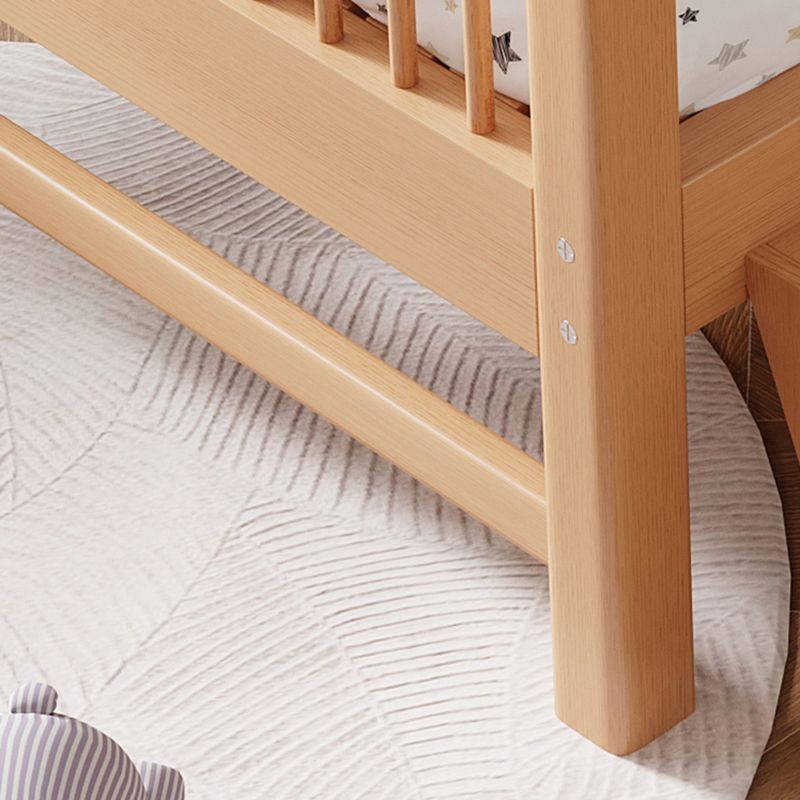 Scandinavian Nursery Crib in Natural Solid Wood with 15.7" H Guardrail