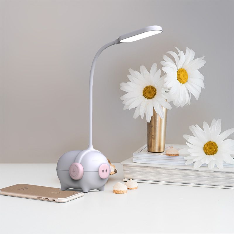 Piggy Kindergarten Led Desk Light 1 Head Animal Light con cuello de cisne flexible