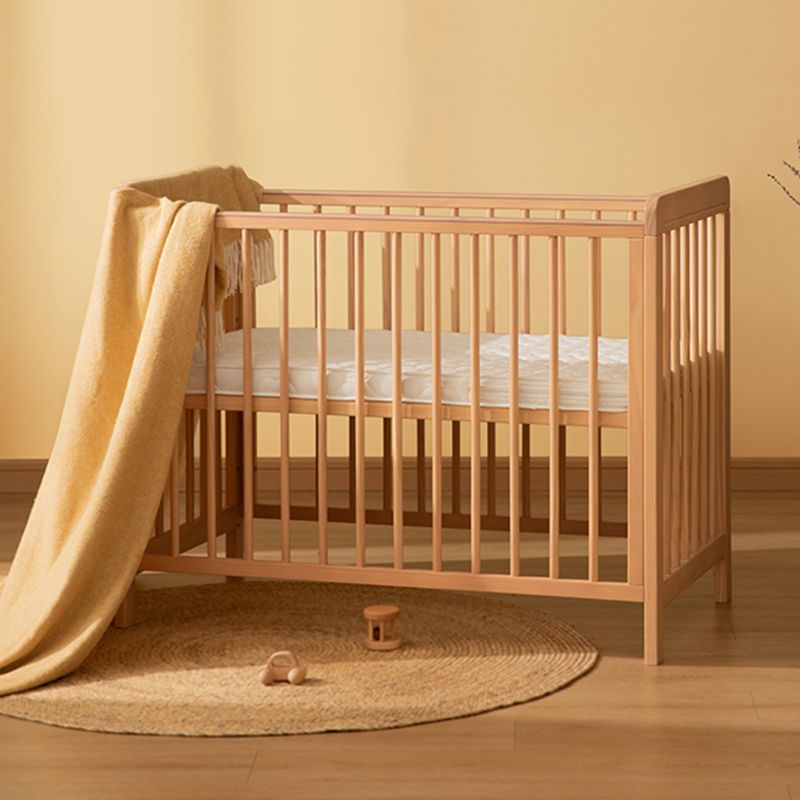 Contemporary Natural Baby Crib in Pine Wood 2-in-1 Convertible Crib