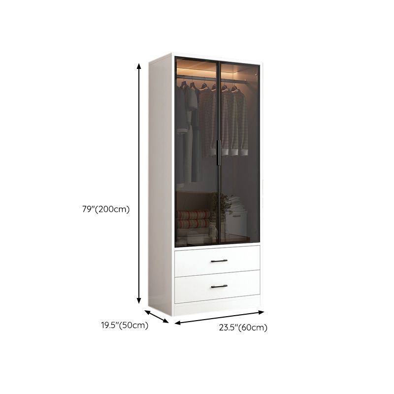 Manufactured Wood Kid's Wardrobe Contemporary White Armoire Closet with Storage Drawers