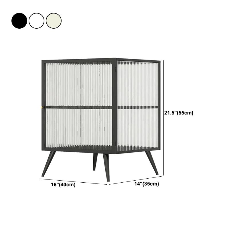 Contemporary Metal Nightstand Lower Shelf Bedside Cabinet with Door for Bedroom