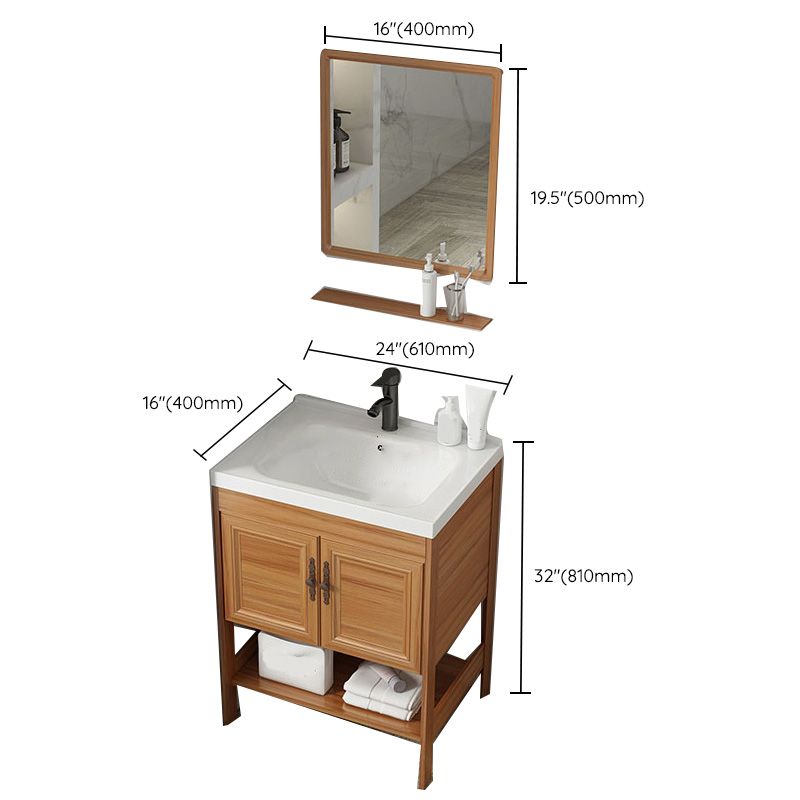 Contemporary Vanity Sink Wooden Mirror Cabinet Bathroom Space Saver Vanity