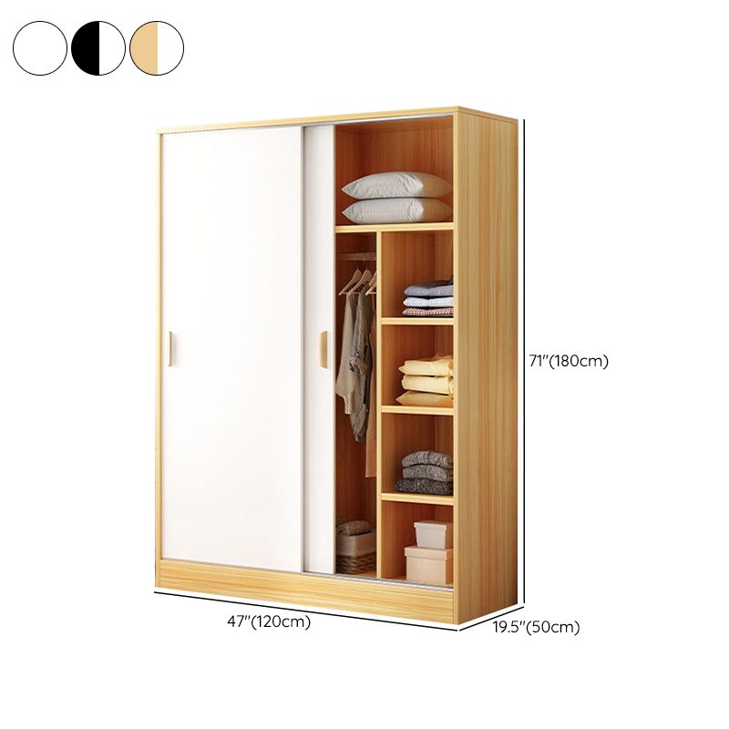 Manufactured Wood Kids Closet Modern Cloth Rod Included Wardrobe Closet with Shelves