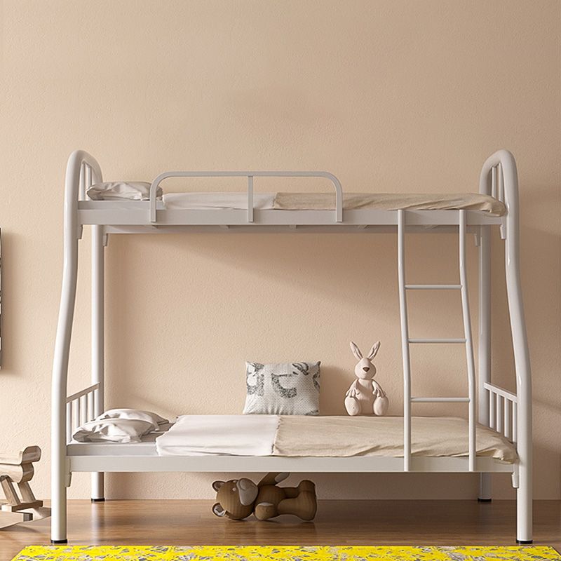 Contemporary Bunk Bed Metal Slat Headboard with Guardrail Kids Bed