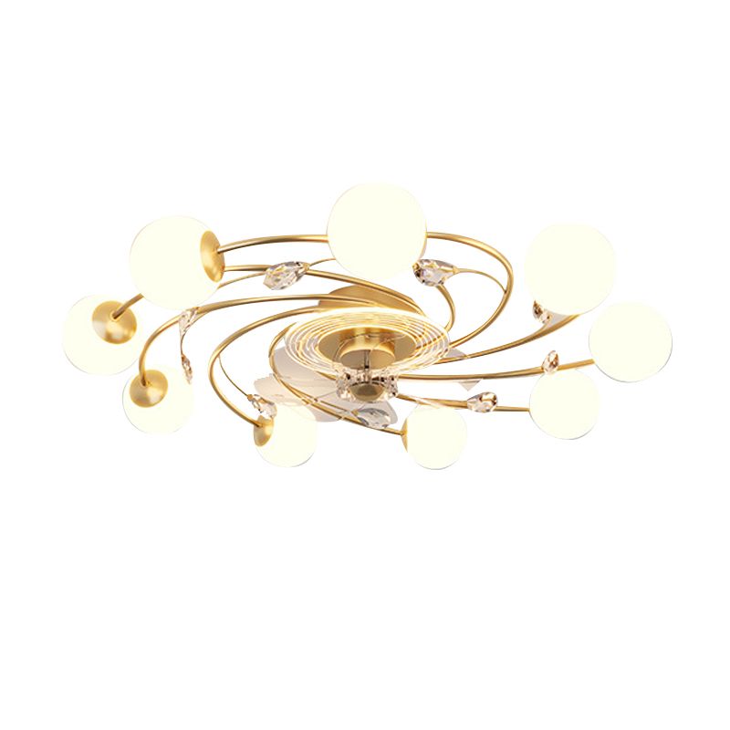 Contemporary Fan Light Fixture in Gold 6 / 9 - Light Metal & Glass Ceiling Fan Light