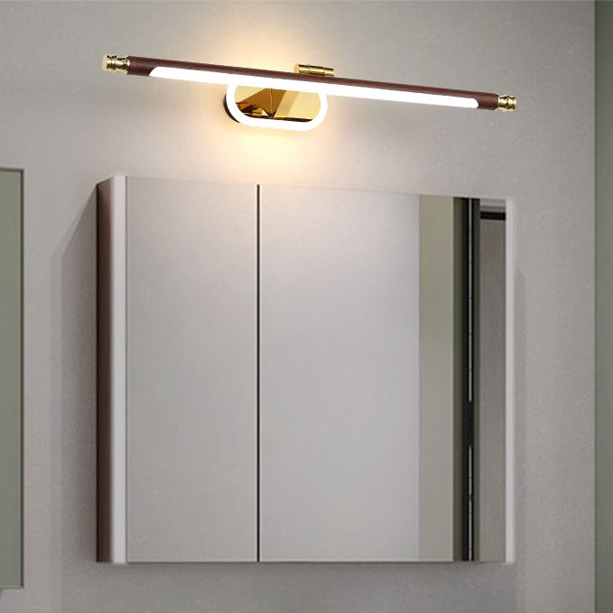 1-licht metalen wandverlichting moderne stijl lineaire spiegelwand gemonteerd licht in bruin