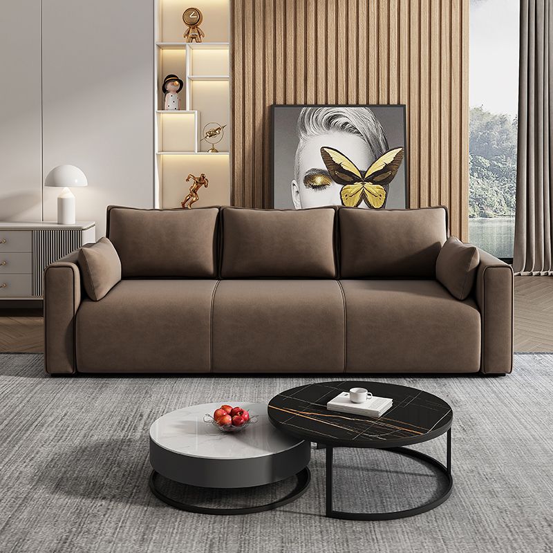 Faux Leather and Suede Stain Resistant Contemporary Standard Sofa Couch