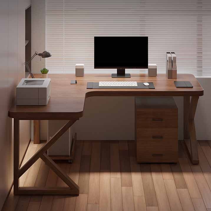 29.25-inch H Modern Writing Desk L-Shape Solid Wood Office Desk