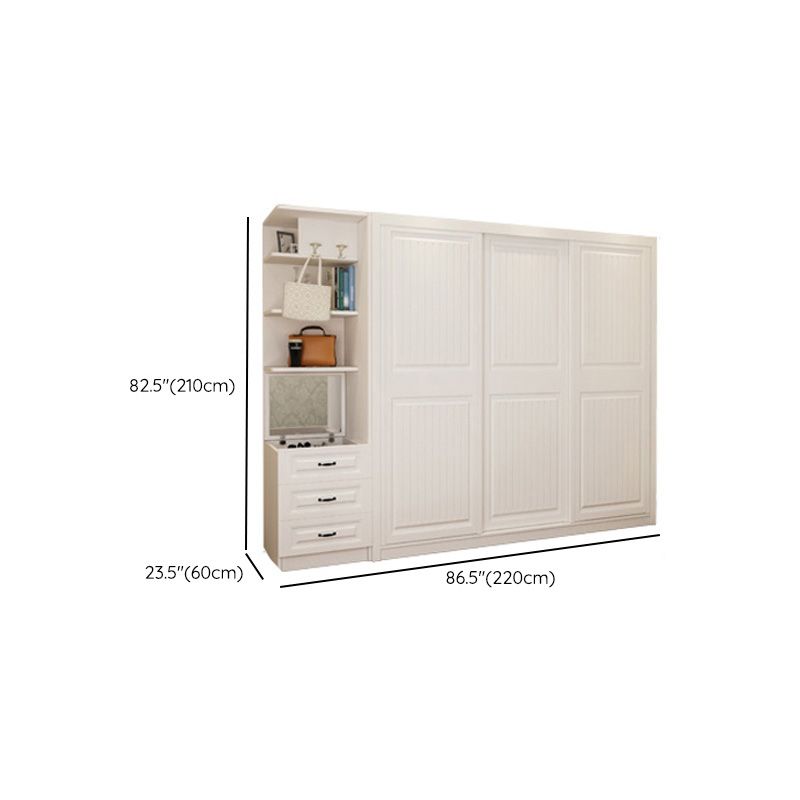 Wooden White Kids Closet Modern High Gloss Kid's Wardrobe with Drawer