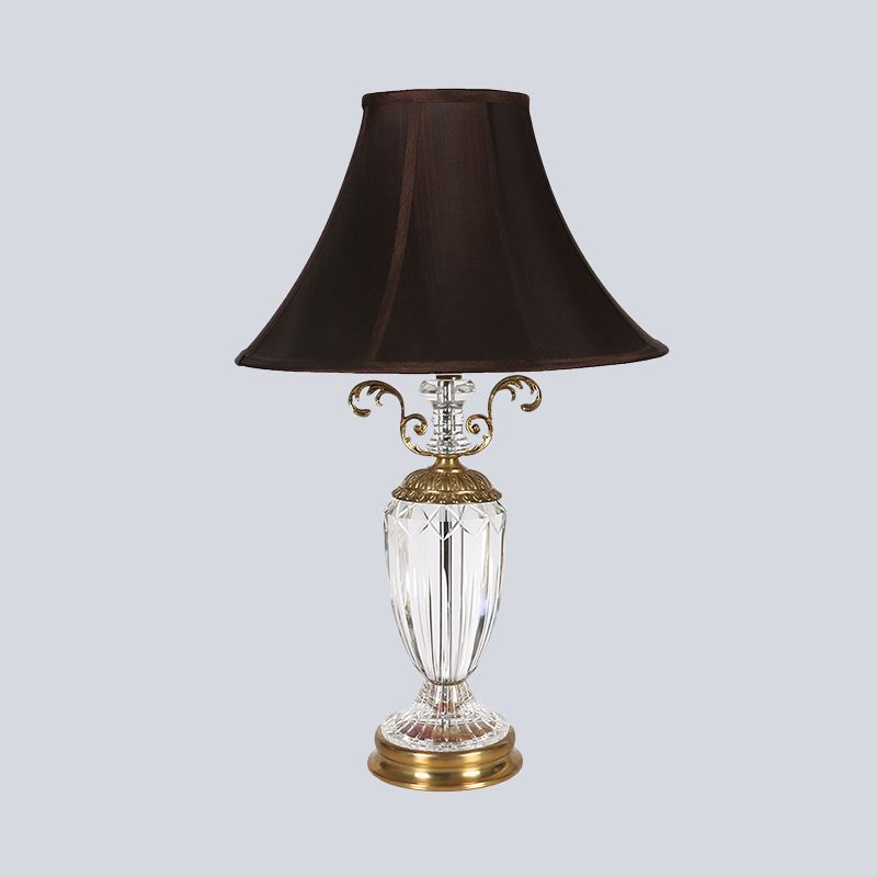 1 Head Urn Shape Desk Light Modernism Hand-Cut Crystal Night Table Lamp in Black