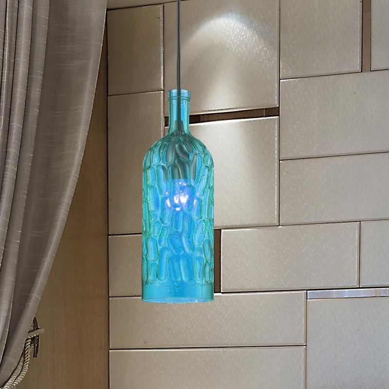 Kuiltjes glazen fles tint hangende armatuur vintage stijl 1 lichte woonkamer hanglamp in geel/bruin