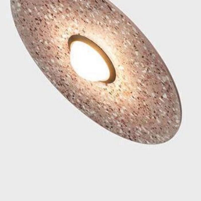 Modern Circle Pendant Light Fixture 1-Light Terrazzo Bar Hanging Ceiling Light