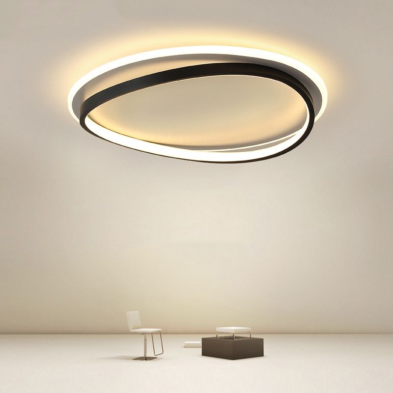 2 - Light Round LED Flush Mount Minimalist Linear Ceiling Mount