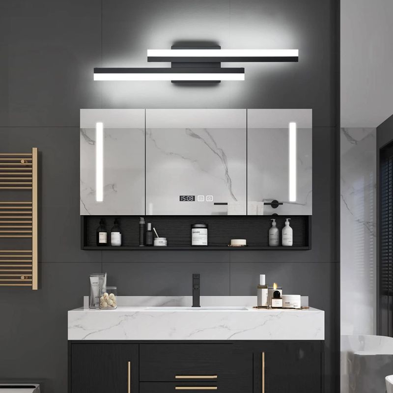 Black 2-Light Modernism Bathroom Vanity Light LED Metal Bath Bar