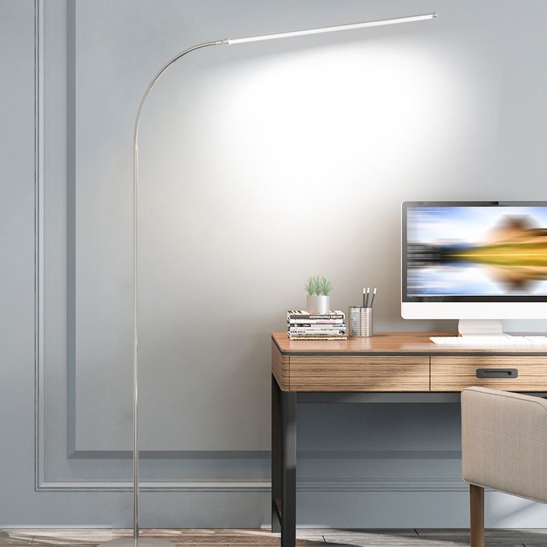 1 Light Linear-Shaped Floor Lamps Modernism Metal Standard Lamps in Silver