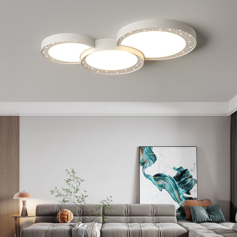 Black / White 3 - Light Interior Flush Mount Light Metal Contemporary Ceiling Flush