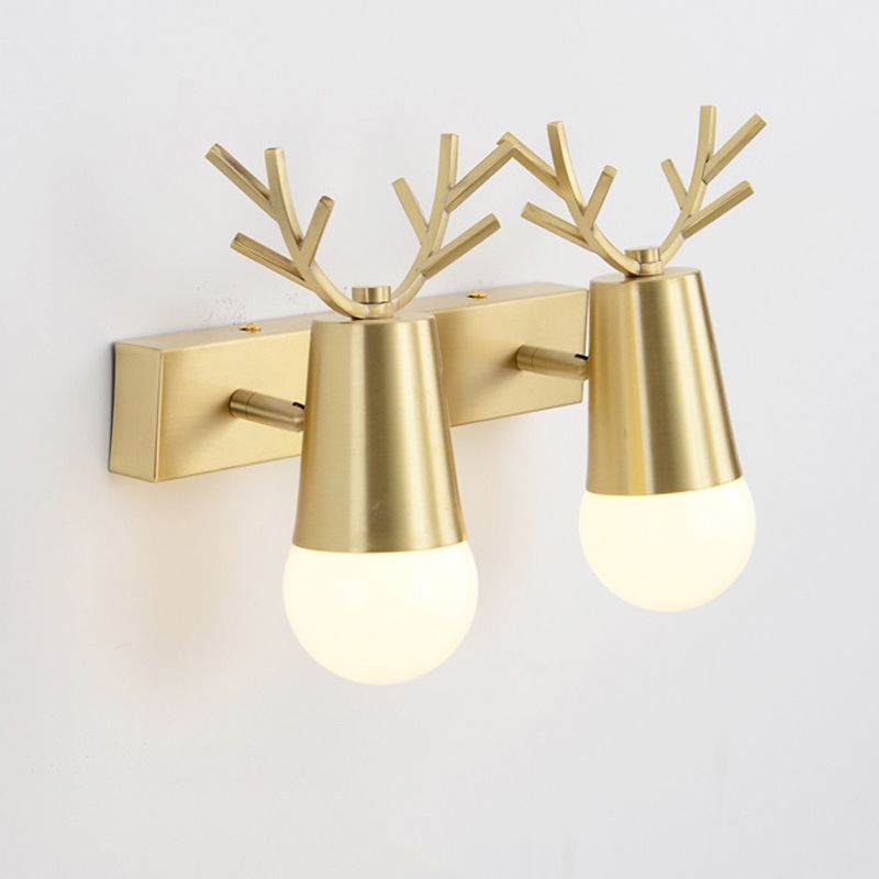 Modern Wall Light Fixture Antler-shaped Wall Mounted Lighting in Gold for Washroom