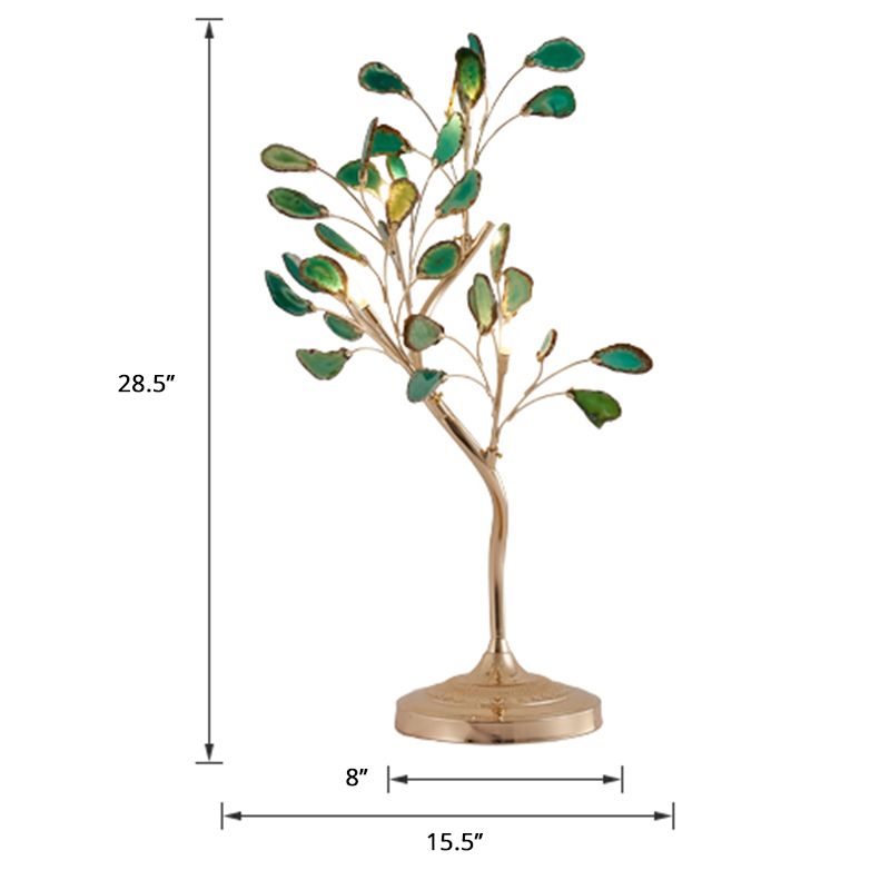 Mesa de cama de árbol Luz natural Agata natural Lámpara Art Deco Night-stand Lámpara con base de oro