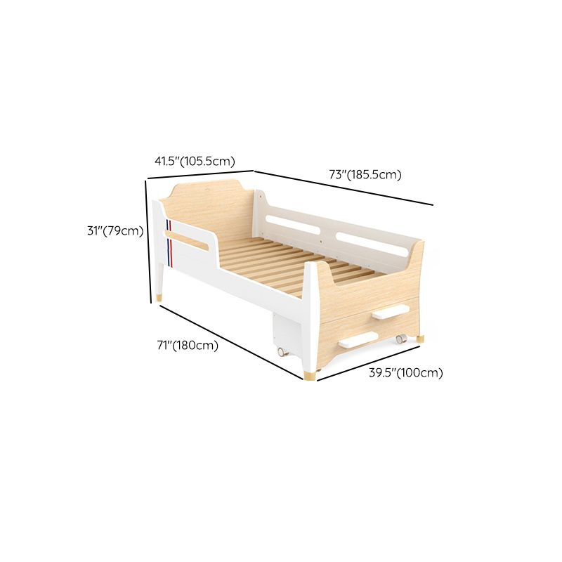 Solid Wood  Baby Crib Modern Light Wood Nursery Bed with Guardrails