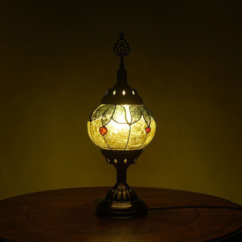 Urn Shaped Iron Nightstand Lamp Turkish 1-Light Study Room Table Lighting in Bronze