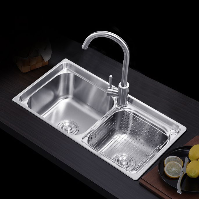 Kitchen Sink Stainless Steel Drop-In Noise-cancelling Design Kitchen Double Sink