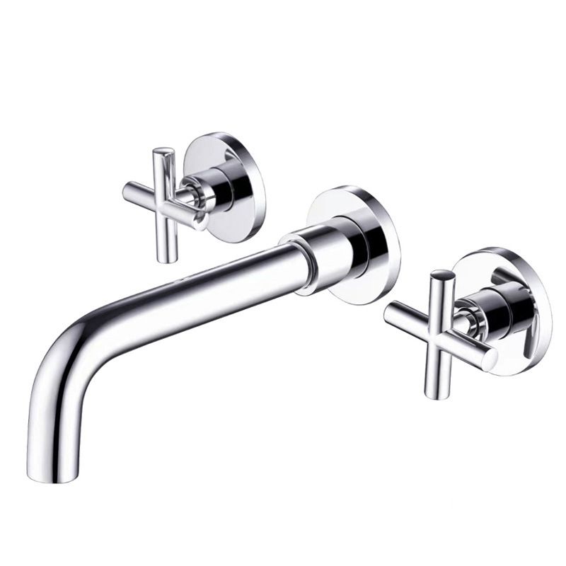 Glam Bathroom Sink Faucet Circular Wall Mounted Bathroom Faucet with Cross Handles