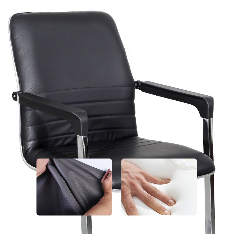 Contemporary Fixed Arms Office Chair Leather Task Chair for Office