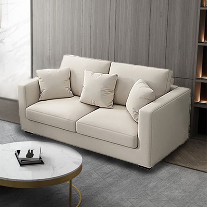 Living Room Square Arm Standard Sofa Contemporary Loose Back Couch