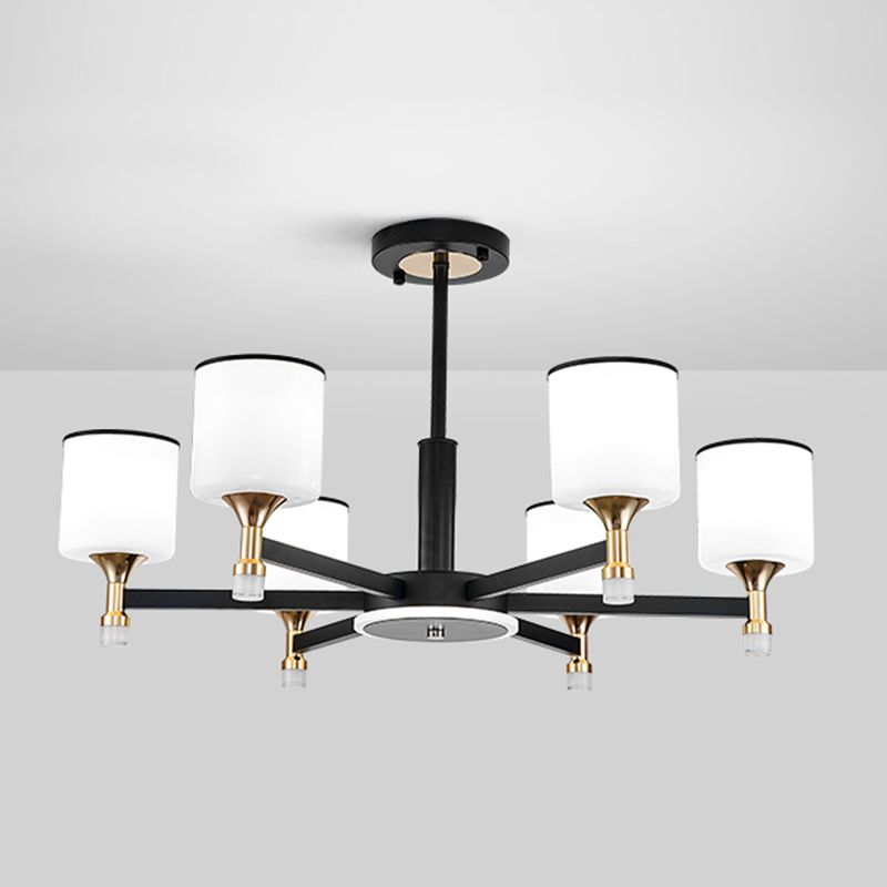 Modern Black Chandelier Metal Multi Light Chandelier Pendant with Glass for Living Room