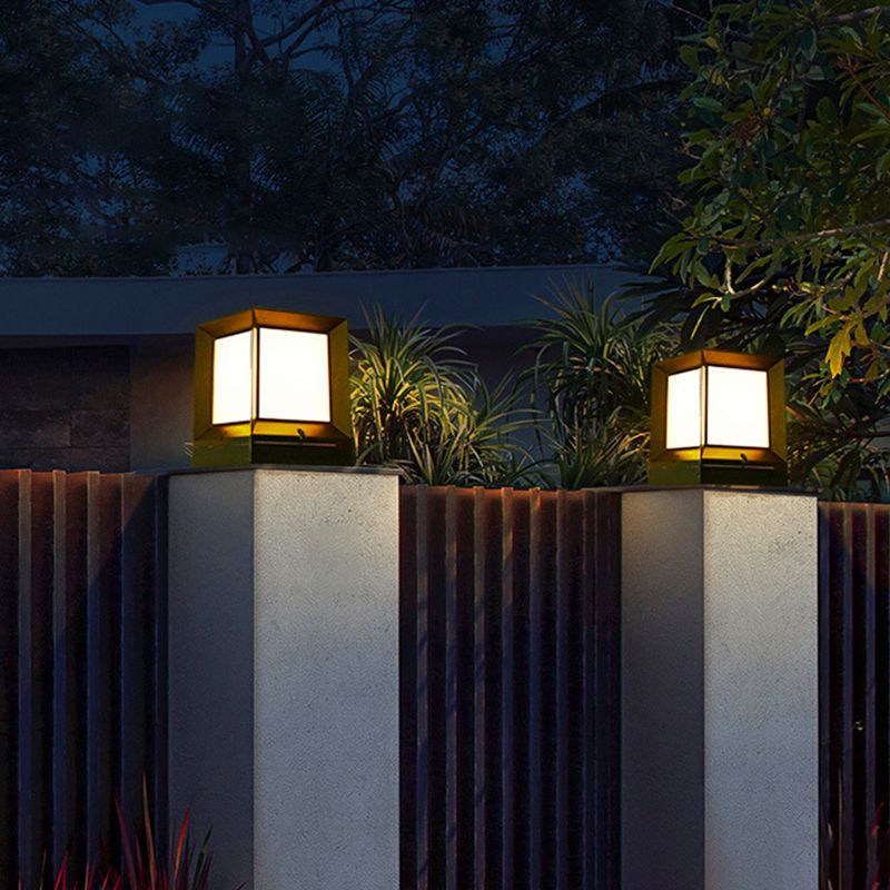 Modern Simple Plastic Outdoor Light Rectangle Shape Waterproof Pillar Lamp for Courtyard