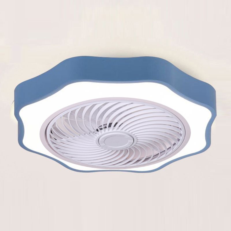 Accesorio de iluminación del ventilador de techo de metal floral lámpara de montaje semi rascilla de estilo LED para dormitorio