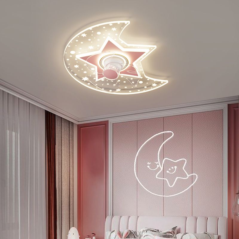 Nordic Style Ceiling Fan Lamp 3th Gears Adjustment Ceiling Fan Light for Children Room