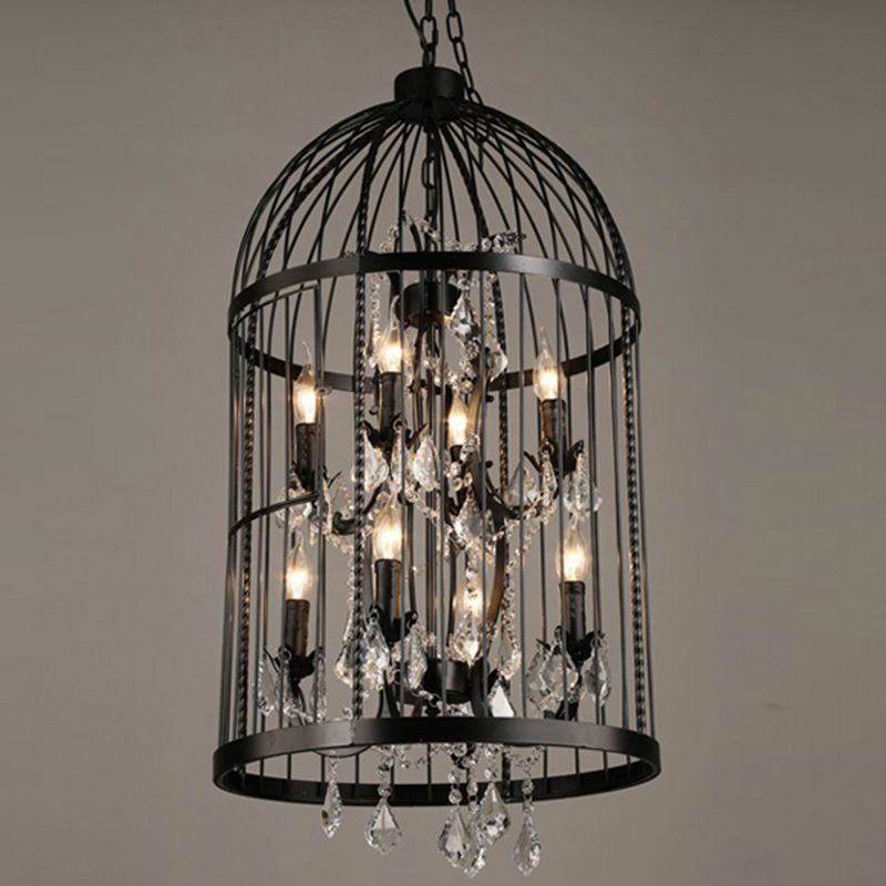 Industrial Lantern Geometric Ceiling Chandelier Pendant Metal 8 Lights Lantern Pendant Lighting